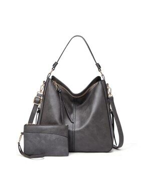 Large Faux Leather Hobo Crossbody Bag with Multi Pockets, Adjustable Strap,